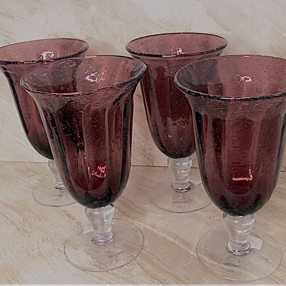 LAST SET! 4 Artland Savannah Purple Bubble Glass 14oz Drinking Glasses Goblets - Picture 3 of 16
